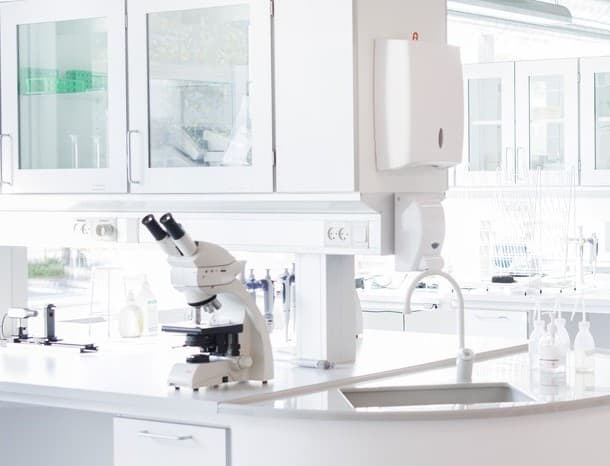 A Microscope and test tubes